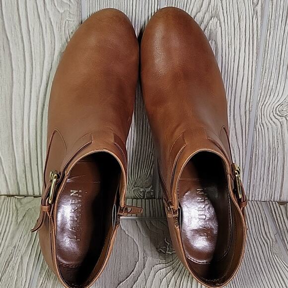 Lauren Ralph Lauren Maleah Brown Leather Ankle Boots Womens Size 8 - Picture 6 of 13